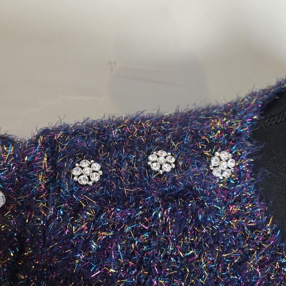 Lane Bryant Sweater Size 22/24 Crew Neck Tinsel Eyelash Festive Party Stretch - Picture 4 of 11